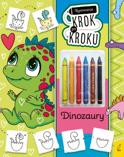 Dinozaury. Rysowanie krok po kroku z kredkami