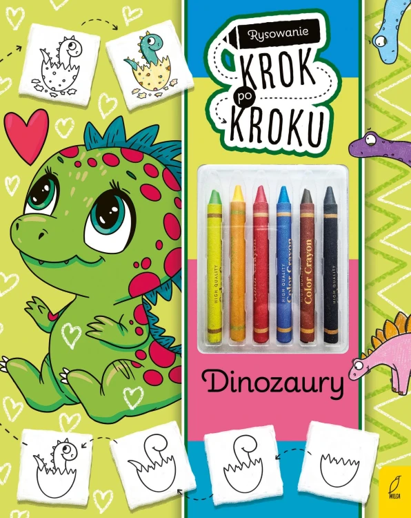 Dinozaury. Rysowanie krok po kroku z kredkami