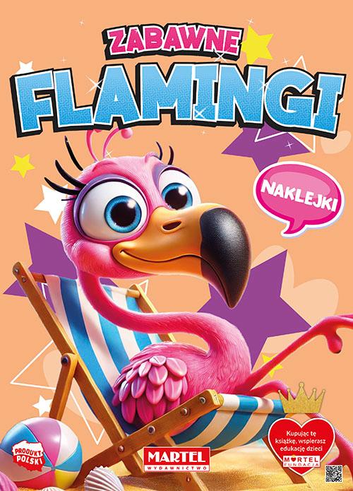 Zabawne flamingi. Kolorowanka z naklejkami