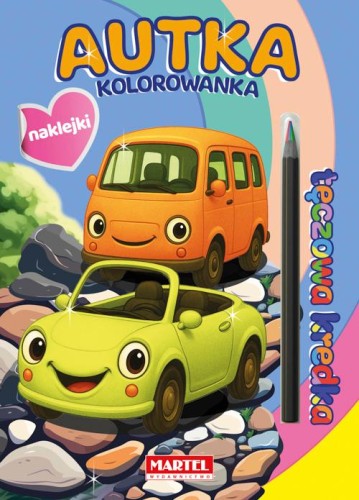 Autka z naklejkami. Kolorowanka z naklejkami....