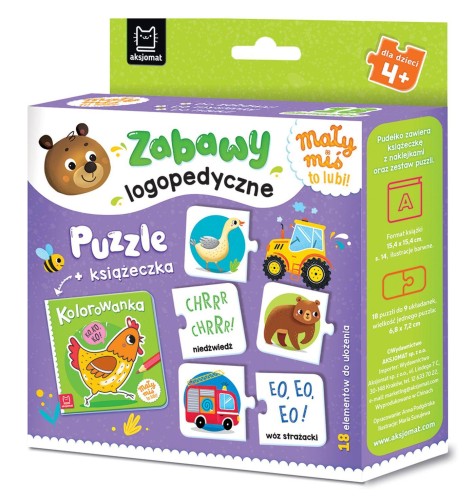 Mały miś to lubi! Zabawy logopedyczne. Puzzle...