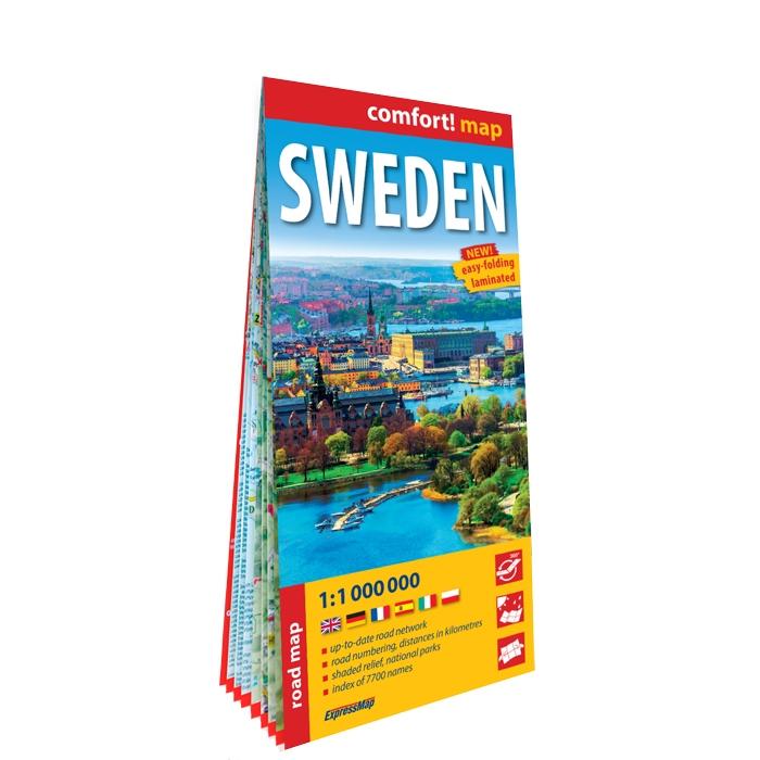Sweden road map 1:1 000 000 laminat 2024