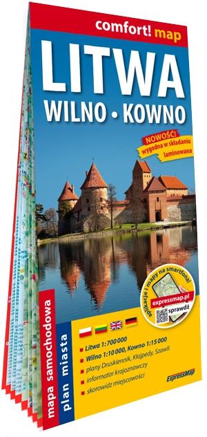 Litwa Wilno Kowno mapa samochodowa 1:700 000