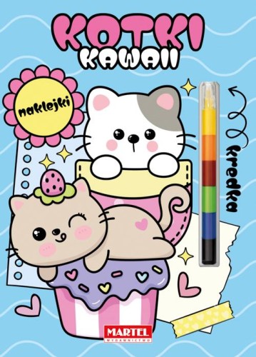 Kawaii kotki z naklejkami. Modułowa kredka