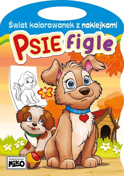 Psie figle. Świat kolorowanek z naklejkami