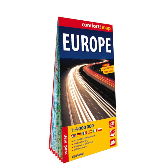 Europa laminowana mapa samochodowa 1:4 000 000