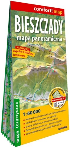 Bieszczady Mapa panoramiczna laminowana mapa...