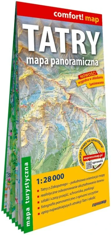 Tatry panoramiczna laminowana mapa turystyczna...