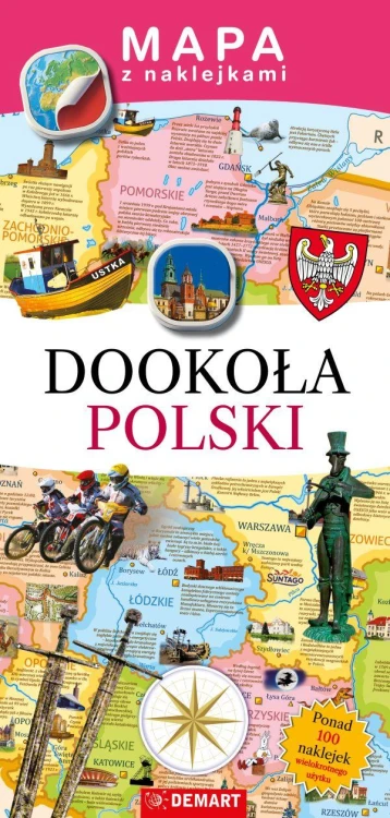 Mapa z naklejkami. Dookoła Polski