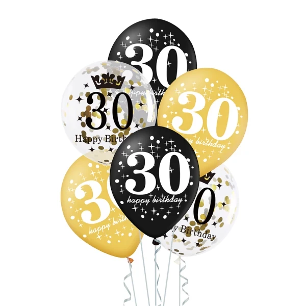 balony-na-30-urodziny-mix-12cali-30cm-6szt.webp